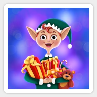 Elf with presents (bg) Sticker